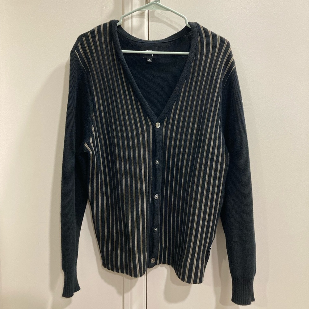 Stussy striped knit cardigan Size Small